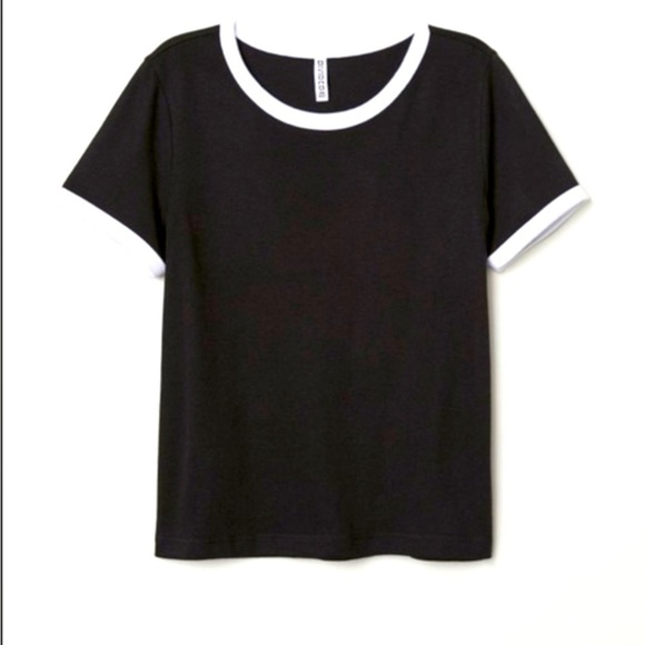 H&M Tops - H&m Divided Black Top with White Trim Size L